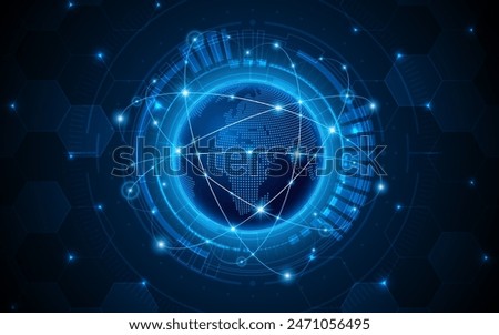 Global connection network background. World map with technology circuit boards. Internet technology concept or global communication