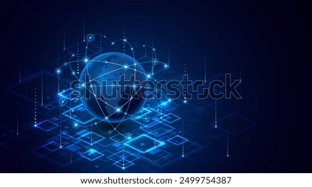 Global connection network background. World map. High-speed internet technology concept or fast wireless data transmission. modern internet network connection technology background	