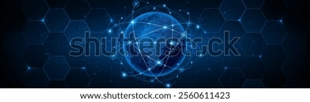 Global connection network background. World map. High-speed internet technology concept or fast wireless data transmission. modern internet network connection technology background	