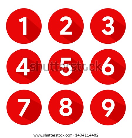 Set of Round 1-9 Numbers Icon Vector for Education and UI/UX Design
