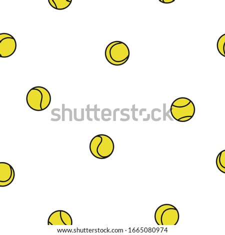 Tenis ball vector seamless pattern. Sport background design. Hand draw illustration.