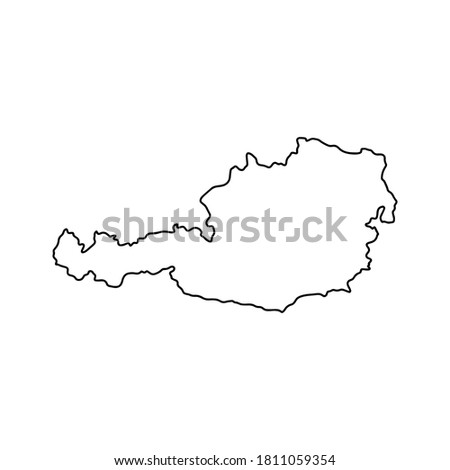 Outline map of Austria white background. Vector map with contour.