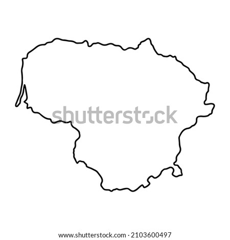 Outline map of Lithuania white background. Vector map with contour.