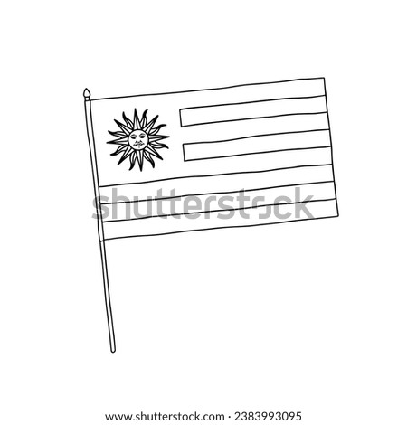 Flag of Uruguay. Vector, black and white hand drawn flag.