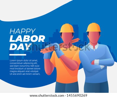 Happy Labor Day Illustration. Two Worker Illustration