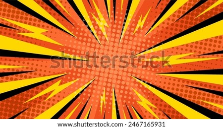 Comic pop art energetic thunder burst background