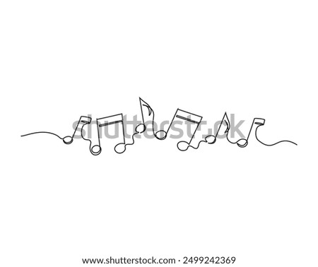 Simple continuous one line drawing of Music Notes. Music note in simple outline illustration. Editable line vector