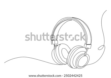 Headphone in continuous one line drawing. Earphone single line art illustration. Editable vector.