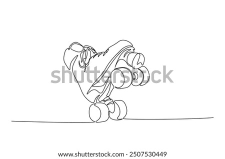 Roller skates continuous one line drawing. Vintage Retro roller skates single line art illustration. Editable vector.