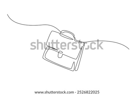 Briefcase or handbag in continuous one line drawing. Simple line art illustration of business bag. Editable vector.