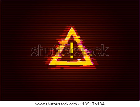Glitched Attention / Danger Symbol. Computer Hacked Error Concept. Vector Illustration. 
