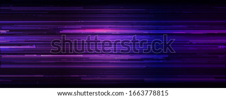 Wide Glitch Banner Background. Purple Lines Designs for Banners, Web Pages, Presentations. Vector Illustration.
