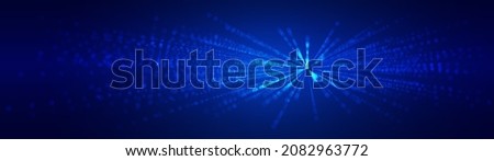 Speed Connection. Abstract Hyperspace Virtual Reality VR Background. Dots Particles Lines. Online Database Data Transfer. Big Data. Vector Illustration. Photo stock © 