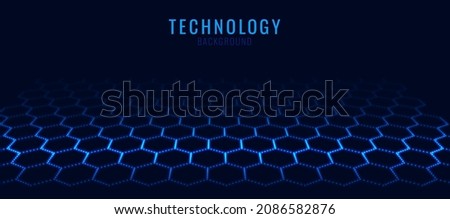 Graphene Technology Science 3D Background. Nanotechnology Honeycomb Lattice Nanostructure. Abstract Science Particles. Blue Network Connection Concept. Futuristic Honeycomb Concept. Vector Illustratio