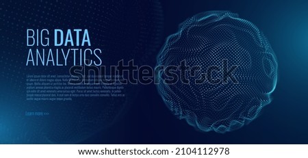 BIG DATA Flow. Machine Learning Algorithms. Analysis of Information Minimalistic Infographics Design. Science Technology Background. Wavy Flow Lines Vector Illustration.