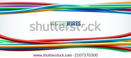 Colorful Wires Cables. Electric Engineering Vector Background. Arduino Project Hobby Concept.