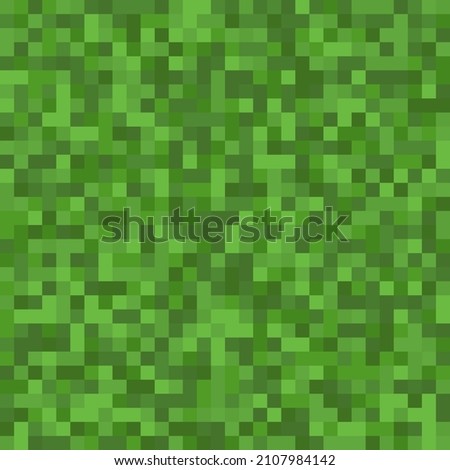 Pixel Style Game Grass Block Vector Texture. Game Ground Pixelated Seamless Background. Minecraft Style Vector Illustration. 8-bit Pixel Art.