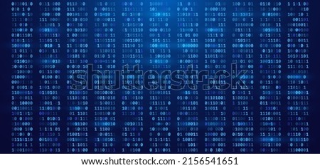 Binary Code. Programming Encoded Information. Stream of Ones and Zeros. Matrix of Numbers. Blue Abstract Technology Background. Vector Illustration