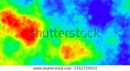 Heat Map Background. Infrared Thermal Camera Landscape Scan. Temperature Scanner Radar Global Warming Concept. Vector Illustration.