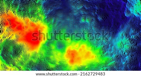 Heat Map Background. Infrared Thermal Camera Landscape Scan. Temperature Scanner Radar Global Warming Concept. Vector Illustration.