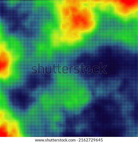 Heat Map Background. Infrared Thermal Camera Landscape Scan. Temperature Scanner Radar Global Warming Concept. Vector Illustration.