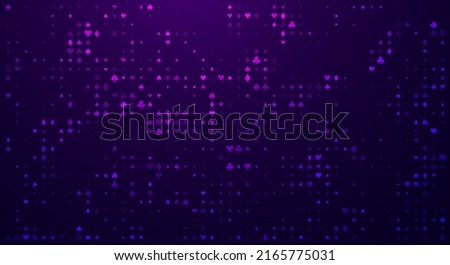Cards Signs Random Pattern Casino Background. Symbols of Playing Cards Spades, Hearts, Diamonds, Clubs. Casinos Business Advert Vector Design Background. Gambling Concept.