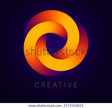Dynamic Round Shape. Abstract Modern Graphic Design Element. Geometric Symbol. Colorful Gradient Blend Design. Creative Vector Template. Impossible Circle Sign. Abstract Design, Impossible Object.  Foto d'archivio © 