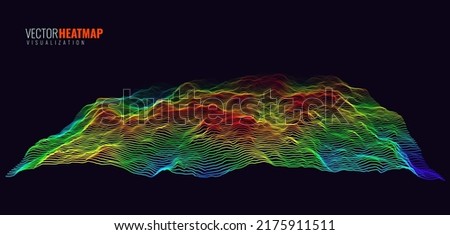 Heat Map Background. Infrared Thermal Camera Landscape Scan. Temperature Scanner Radar Global Warming Concept. Geology Gradient Topographic Grid Terrain. Vector Illustration.