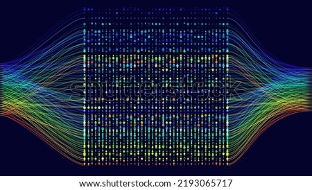 BIG DATA Machine Learning Algorithms. Data Sorting Rainbow Graph. Computer Science Concept. Big Data Analytics Stream. Information Classification. Vector Illustration.