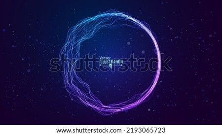 Abstract Sound Wave Round Frame Background. Dynamic Music Wavy Lines Flow. Digital Equalizer. Round Sound Data Visualization. Abstract Vector Background. 