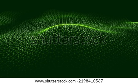 Green Technology Hexagon Grid Background. Cyber Computer Ecology and Green Technology Abstract Background. Hexagon Mesh Vector Illustration.