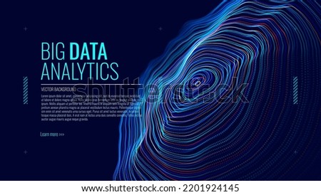 Abstract Particles Big Data Background. Hi-Tech Business Big Data Algorithms Visualization Vector Illustration with Dots Combination. Technology, Science, Digital Network Backdrop.