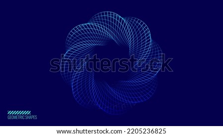 Dynamic Round Shape. Abstract Modern Graphic Design Element. Geometric Symbol. Colorful Gradient Blend Design. Creative Vector Template. Impossible Circle Sign. Blue Twisted Torus 3D Object.