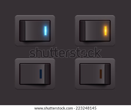 Cool Realistic Toggle Switch (ON/OFF). Vector illustration.