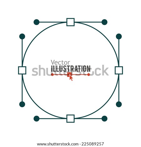 Circle banner with Bezier curve handles. Vector illustration.