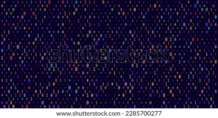 Mathematics Background - Binary Numbers in Random Pattern with Random Highlights. Colorful School Pattern for Children. Multicolor Math Physics Programming Algorithm Vector Illustration.