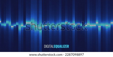 Digital Equalizer. Pixel Grid Sound Visualization. Colorful Pixel Mosaic. Vector illustration.