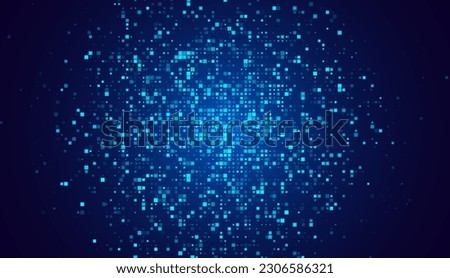 Digital Pixel Explosion. Abstract Virtual Cyber Space Data Flow. Halftone Pixel Effect Round Explosion. Vector Illustration.