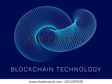 Blockchain Link Sign. 3D Chain Link Grid. Two Torus. Block Chain Crypto Currency. Hyperlink. 3D Wireframe Grid. Modern NFT Tech Art Vector Illustration.