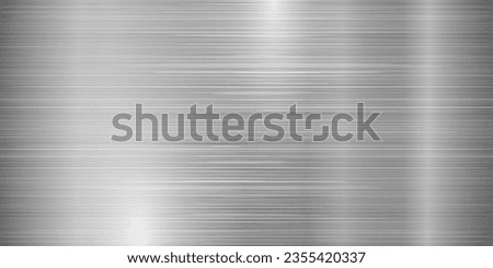 Brushed Aluminum with Bright Highlights. Stainless Steel Texture Metal Background. Vector Illustration.