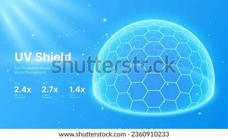 Sun Protection Futuristic Glowing Shield. 3D Sphere Bubble Shield from Ultraviolet Light. Game Hi Tech Dome. Solar Protection Screen. UV Radiation Safety Concept. Summer Vector Illustration.