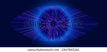 Digital Eye. Computer Vision AI Concept. Abstract Science Technology Illustration. Technology Big Data Neural Network Background Concept. Vector Illustration.