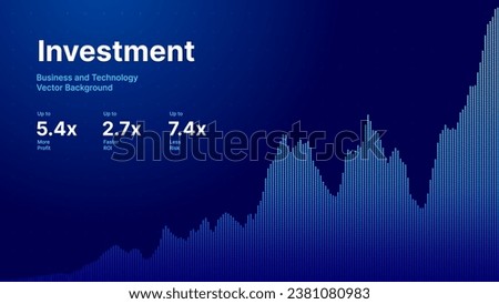 Business Invest Finance Graph Chart of Stock Market Trading Blue Background. Digital Financial Investment Backdrop. Graph Stock Market Lines. Vector Illustration.