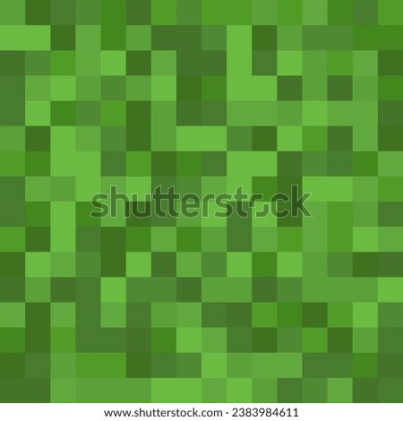 Pixel Style Game Grass Block Vector Texture. Game Ground Pixelated Seamless Background. Minecraft Style Vector Illustration. 8-bit Pixel Art.