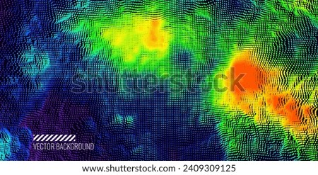 Heat Map Background. Infrared Thermal Camera Landscape Scan. Temperature Scanner Radar Global Warming Concept. Vector Illustration.