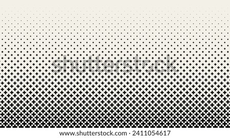 Abstract Geometric Mosaic Gradient Tiles Pattern. Hipster Fashion Design Print Plus Sign Pattern. Halftone Gradient Minimal Background. Vector Illustration.