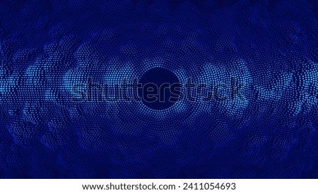 Abstract Digital Circles of Particles with Noise. Futuristic Circular Sound Wave. Big Data Visualization. 3D Virtual Space VR Cyberspace. Crypto Currency Concept. Vector Illustration.
