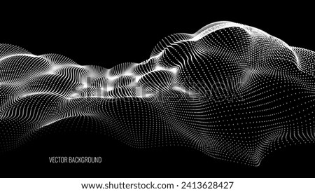 Abstract Medical Science Flowing Particles Background. Abstract Biological Mutation or Microscopic Virus Concept. Biology, Chemistry, Virology Vector Illustration.