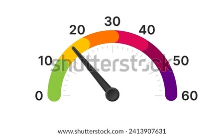 Low Medium High Measuring Dial. Colorful Infographic Gauge Meter Sign. Performance Measurement Symbol. Vector Illustration.