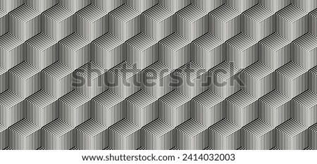 Isometric Halftone Cubes Pattern. Hexagon Tiles Pattern. Minimal Geometric Background Texture. Vector Illustration. Pattern Fill Included.